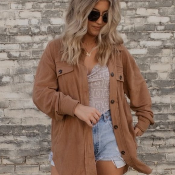 BUTTON FRONT FLEECE SHACKET - Picture 3 of 5